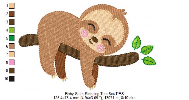 Baby Sloth Tree - Set of 2 designs - Fill Stitch