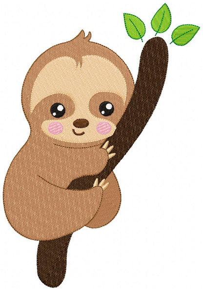 Baby Sloth Tree - Fill Stitch - Machine Embroidery Design