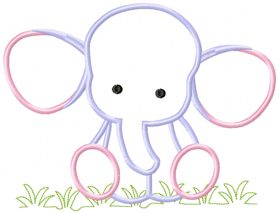Sweet Baby Elephant Friend – Appliqué - Machine Embroidery Design