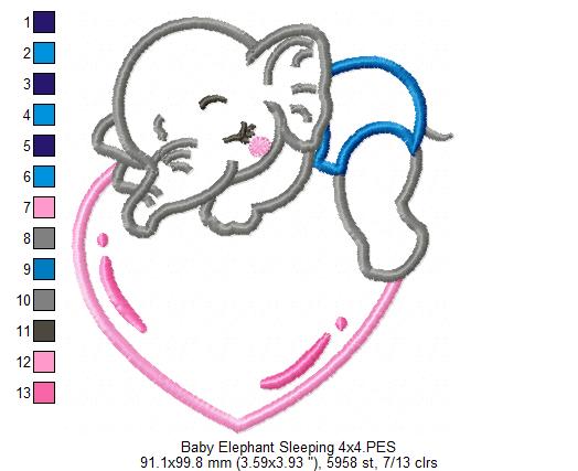 Sweet Baby Elephant Hearts Collection - Applique - Machine Embroidery Design