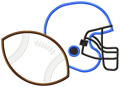 Football and Helmet Sports and School - Applique Embroidery