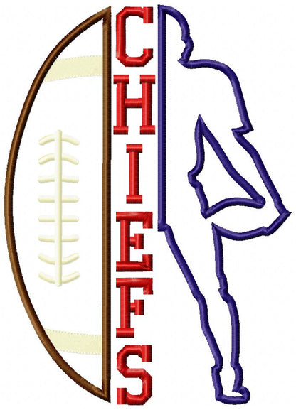 Chiefs Football Player - Appliqué – Machine Embroidery Design
