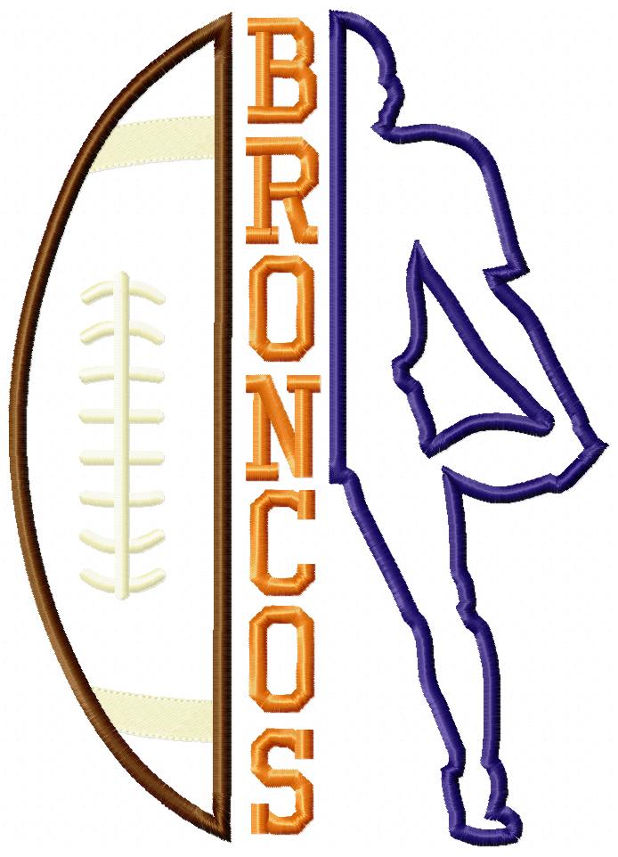Broncos Football Player – Appliqué – Machine Embroidery Design