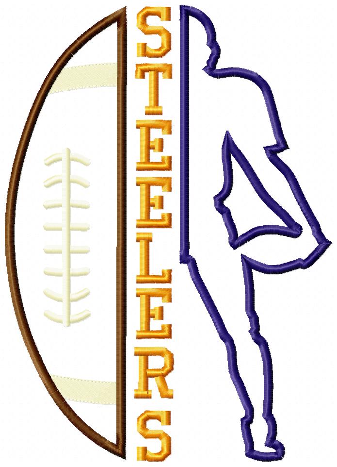 Football Steelers Player and Ball - Applique