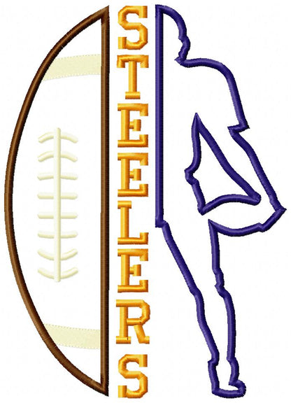 Football Steelers Player and Ball - Applique