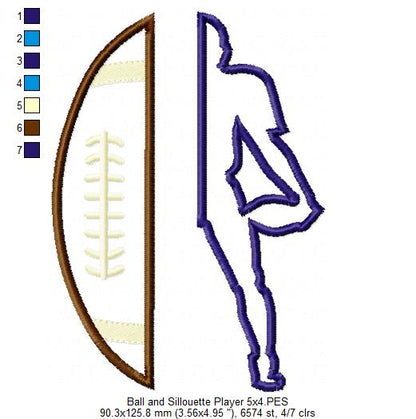 Split Football and Player - Applique Embroidery