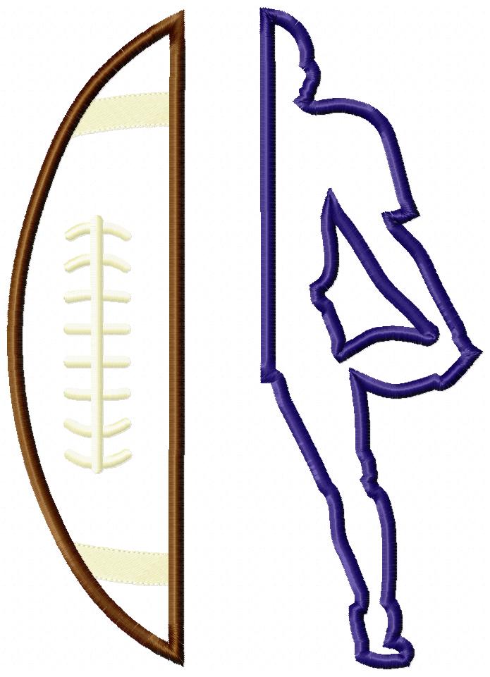 Split Football and Player - Applique Embroidery