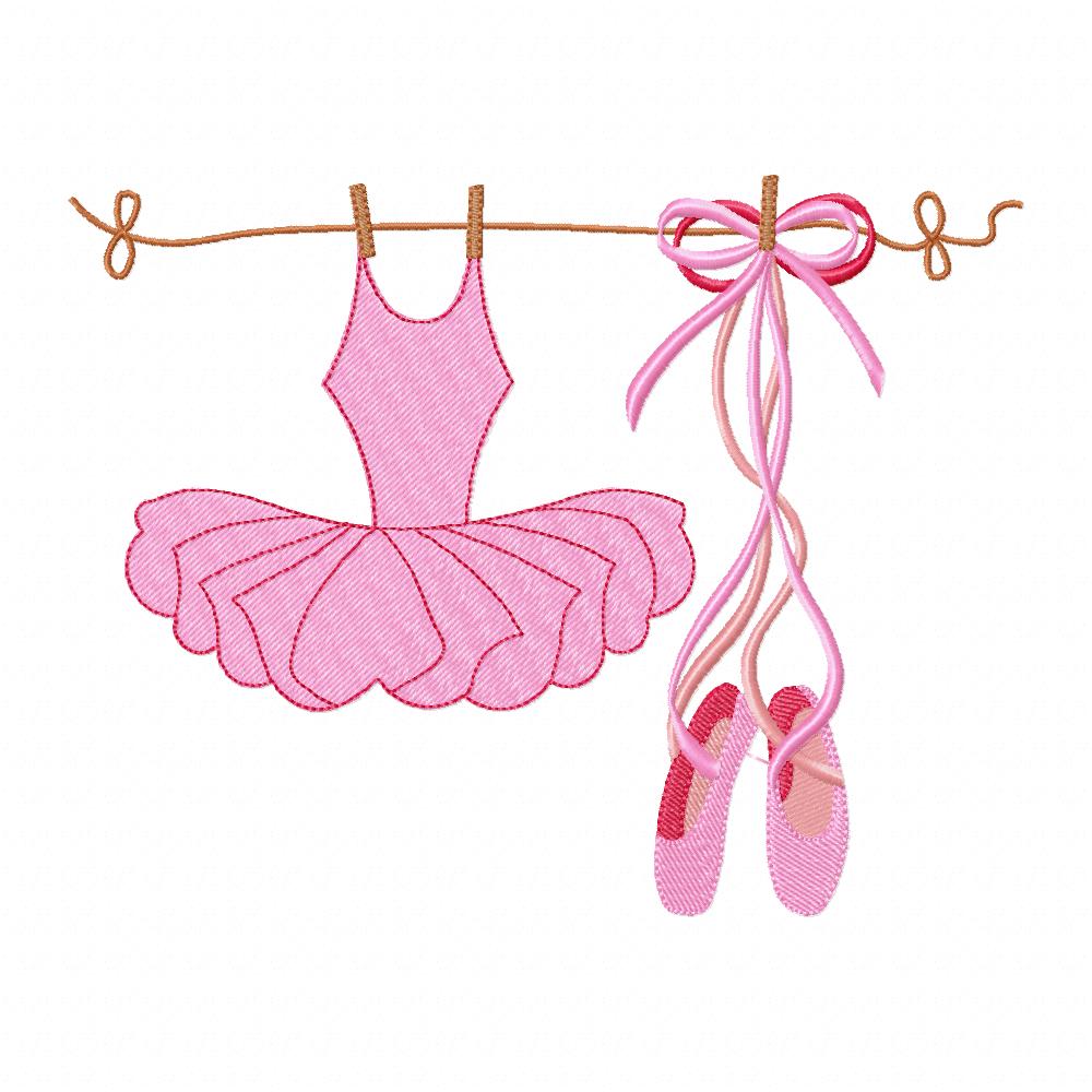 Ballerina Clothesline - Fill Stitch - Machine Embroidery Design