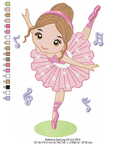 Ballerina Dancing - Fill & Rippled Stitch - Set of 2 designs