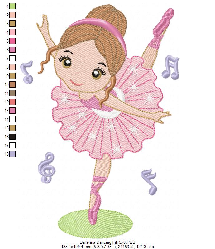 Ballerina Dancing - Fill & Rippled Stitch - Set of 2 designs
