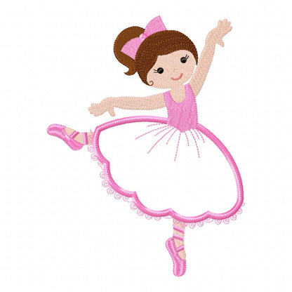 Ballerina Dancing - Applique - Machine Embroidery Design