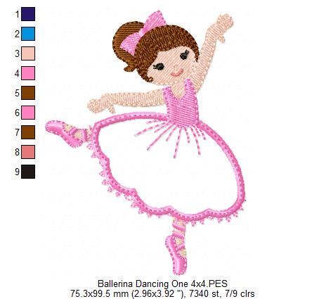 Ballerina Dancing - Applique - Machine Embroidery Design
