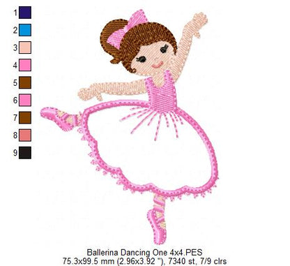 Ballerina Dancing - Applique - Machine Embroidery Design