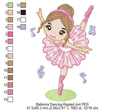 Ballerina Dancing - Fill & Rippled Stitch - Set of 2 designs