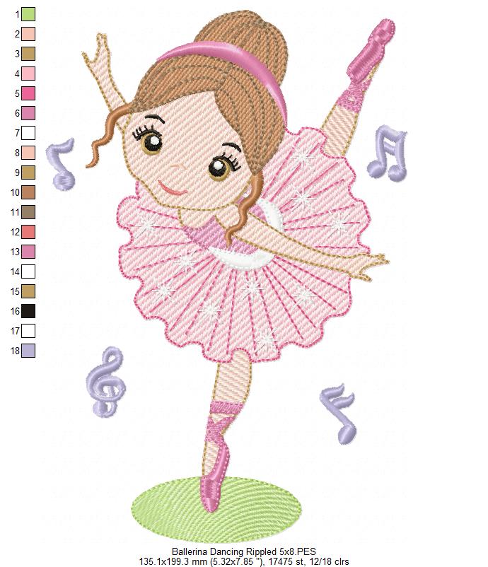 Ballerina Dancing - Fill & Rippled Stitch - Set of 2 designs