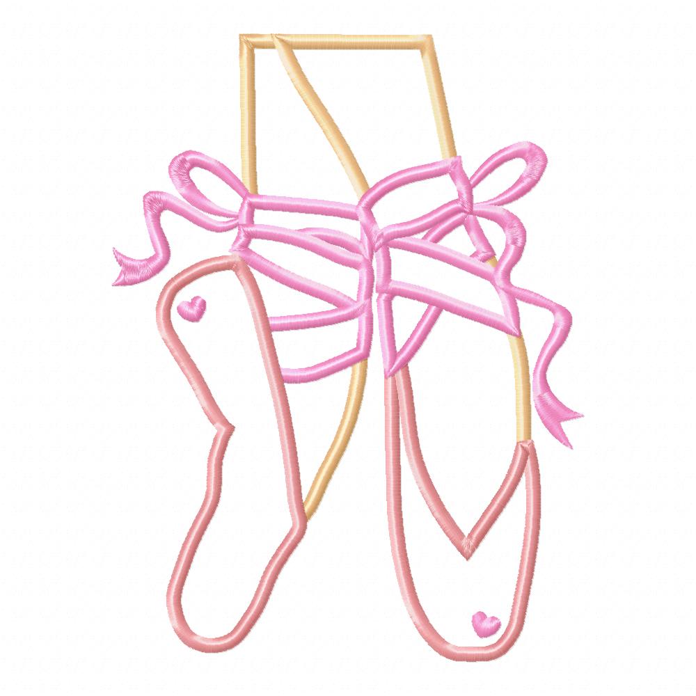 Ballerina Pointe Shoes - Applique - Machine Embroidery Design
