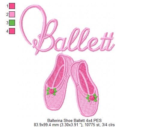 Ballerina Shoes Ballet - Fill Stitch