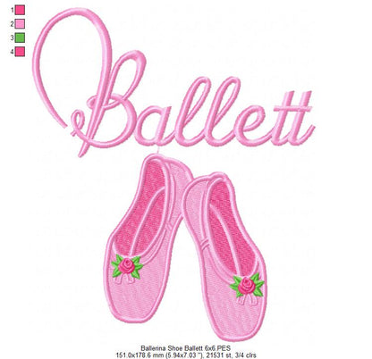 Ballerina Shoes Ballet - Fill Stitch
