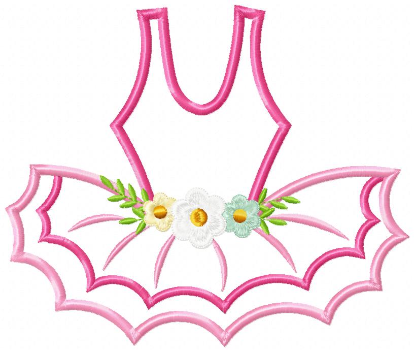 Ballerina Tutu Dress - Applique - Machine Embroidery Dress