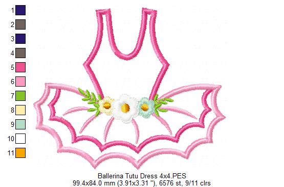 Ballerina Tutu Dress - Applique - Machine Embroidery Dress