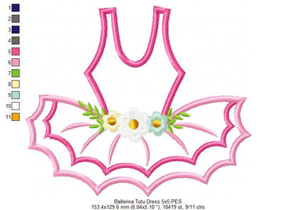 Ballerina Tutu Dress - Applique - Machine Embroidery Dress