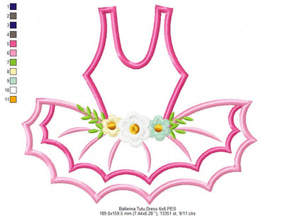 Ballerina Tutu Dress - Applique - Machine Embroidery Dress