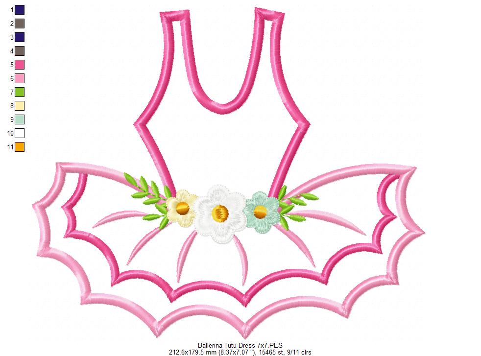 Ballerina Tutu Dress - Applique - Machine Embroidery Dress