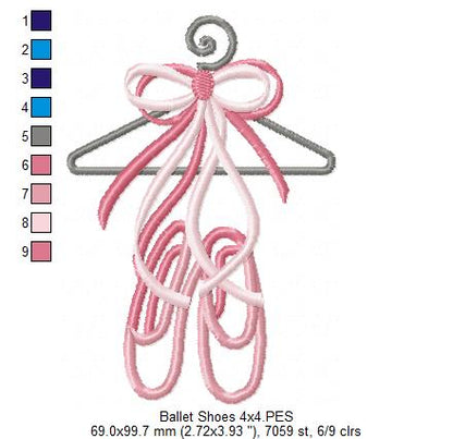 Ballerina Shoes and Hanger - Applique - Machine Embroidery Design