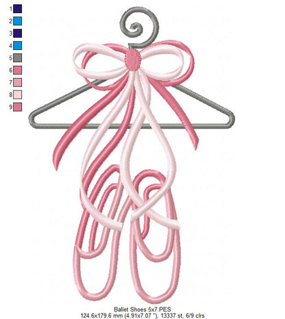 Ballerina Shoes and Hanger - Applique - Machine Embroidery Design