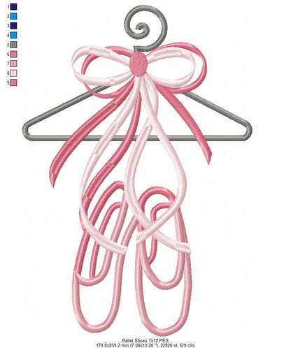 Ballerina Shoes and Hanger - Applique - Machine Embroidery Design