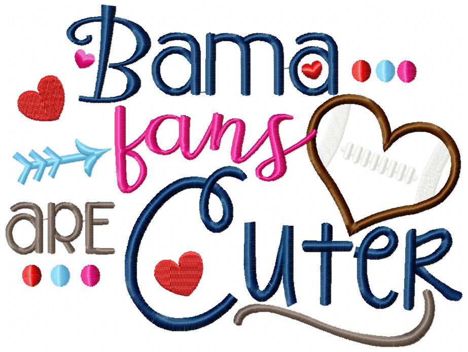Bama Fans Are Cuter Football Heart - Appliqué - Machine Embroidery Design
