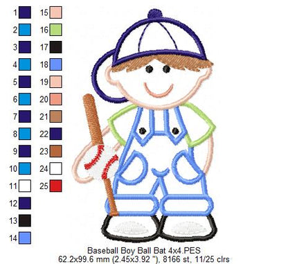 Boy with Baseball Bat - Applique