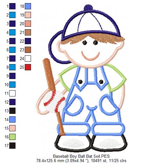 Boy with Baseball Bat - Applique