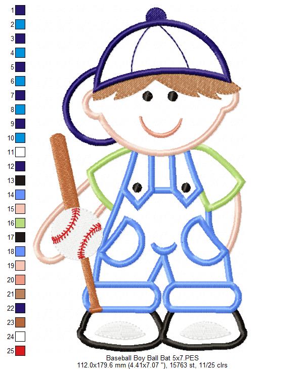 Boy with Baseball Bat - Applique