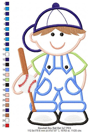 Boy with Baseball Bat - Applique