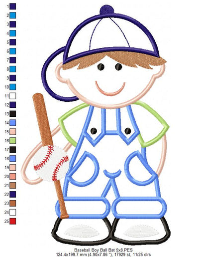 Boy with Baseball Bat - Applique