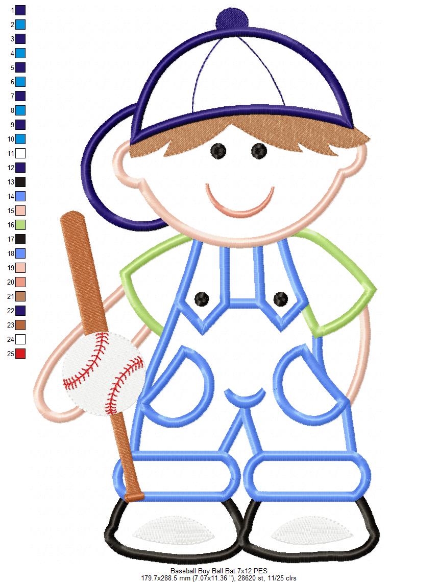 Boy with Baseball Bat - Applique
