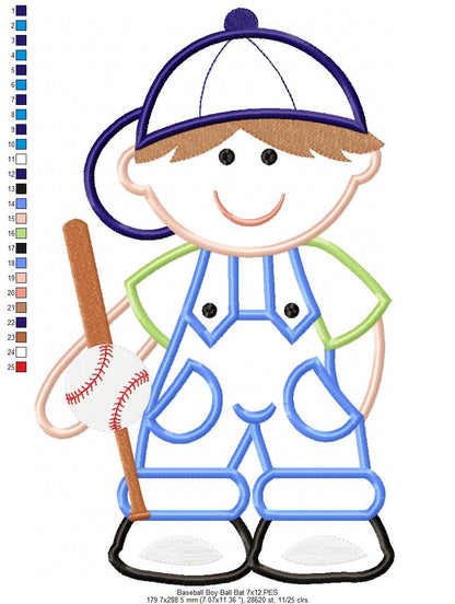 Boy with Baseball Bat - Applique