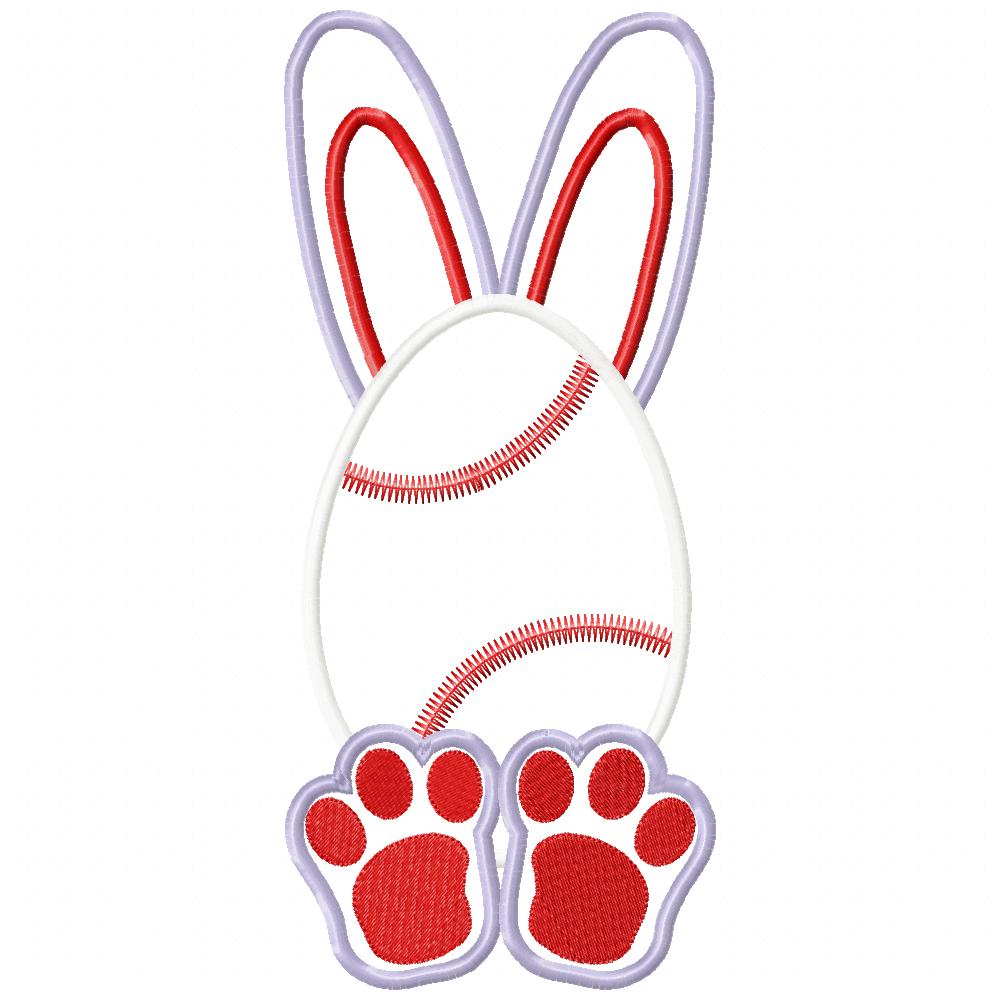 Baseball Easter Bunny Egg - Applique