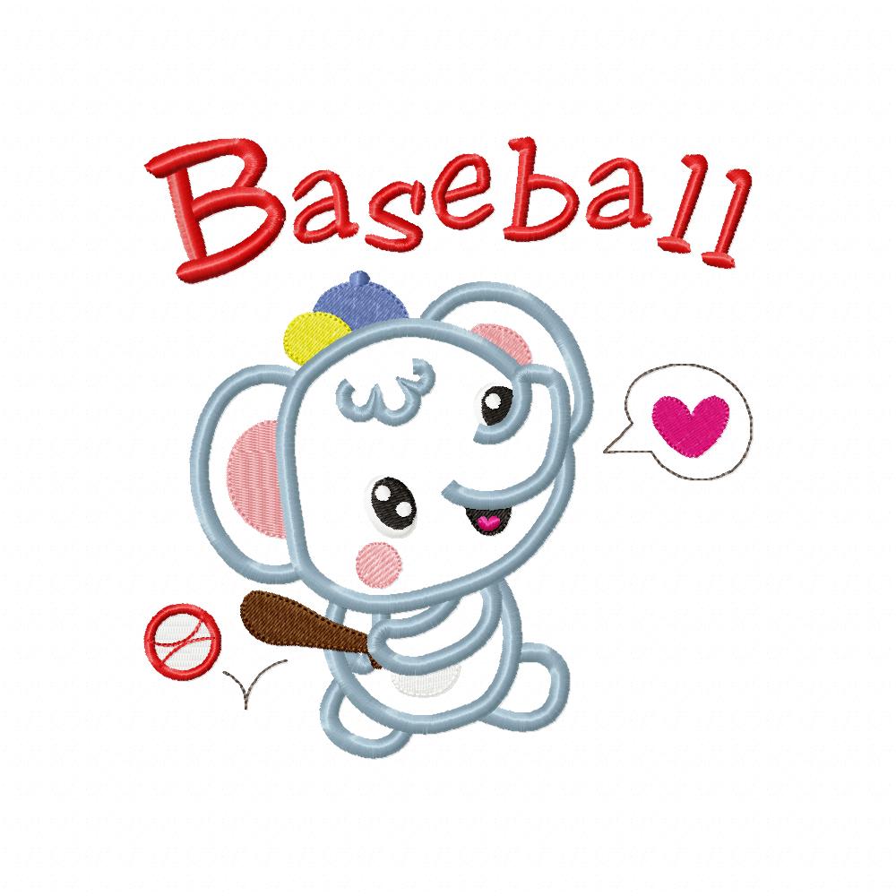 Baseball Elephant - Applique