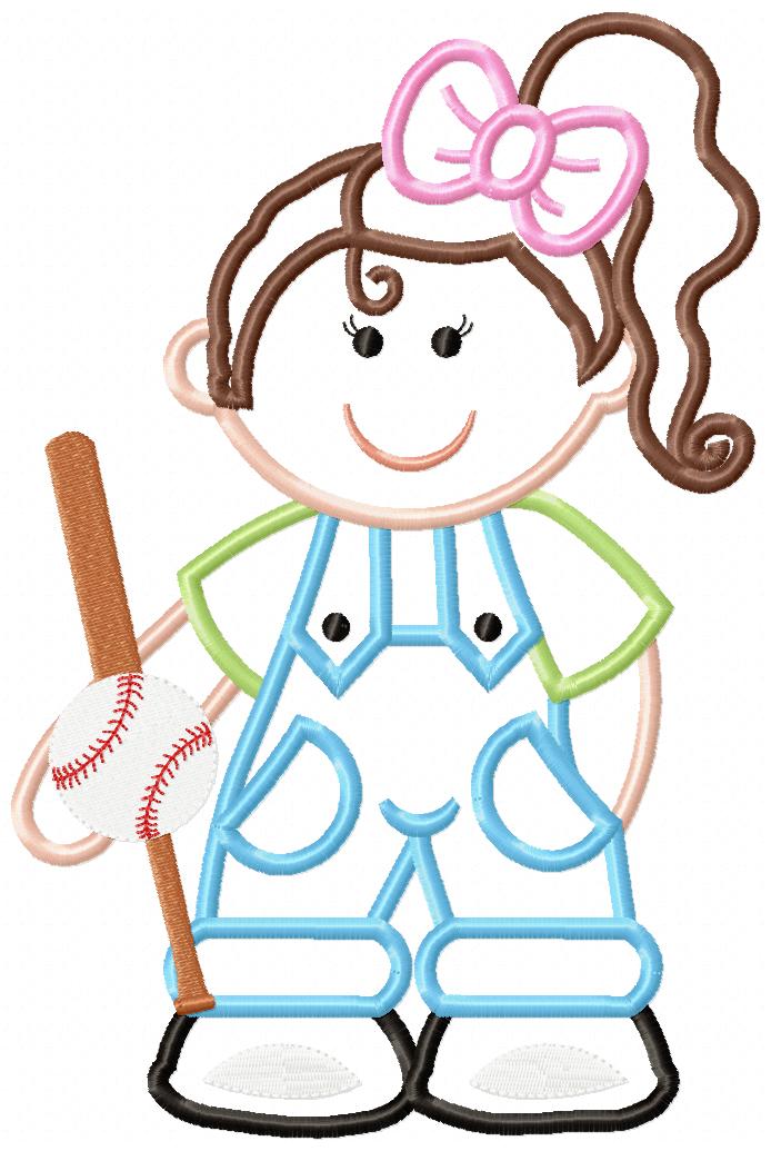 Girl with Baseball Bat - Applique