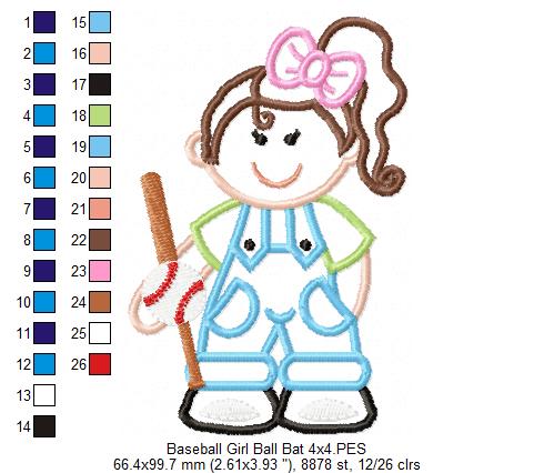 Girl with Baseball Bat - Applique