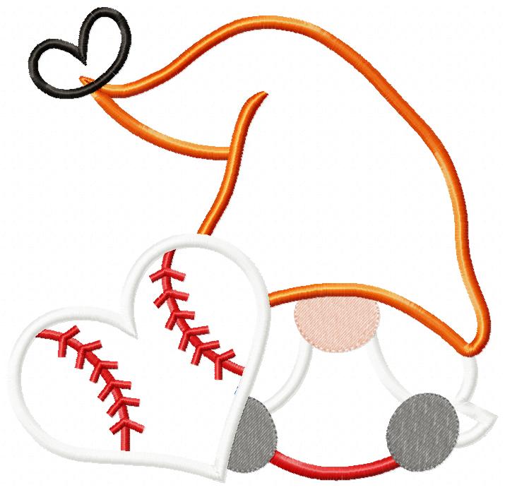 Love Baseball Gnome - Applique