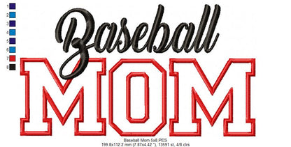 Baseball Mom Appliqué Design - Appliqué - Machine Embroidery Design