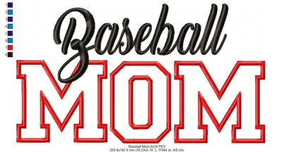 Baseball Mom Appliqué Design - Appliqué - Machine Embroidery Design