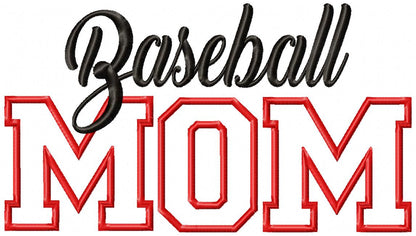 Baseball Mom Appliqué Design - Appliqué - Machine Embroidery Design