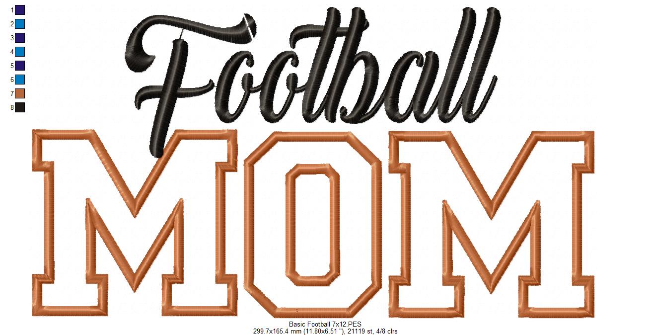 Football Mom - Appliqué - Machine Embroidery Design