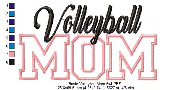 Basic Volleyball Mom - Applique