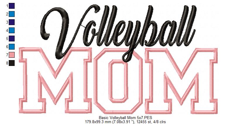 Basic Volleyball Mom - Applique