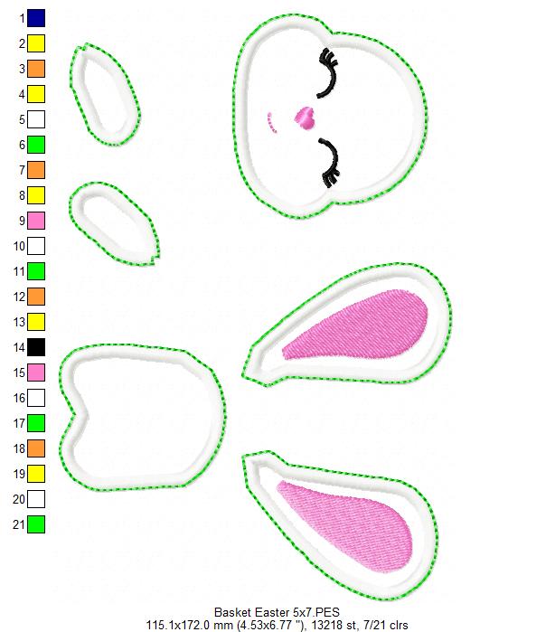Easter Bunny for Basket - ITH Project - Machine Embroidery Design